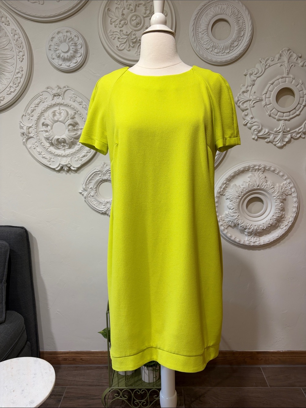 Topshop Neon Yellow Short Sleeve Shift Dress